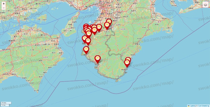 和歌山県のマクドナルドの店舗地図