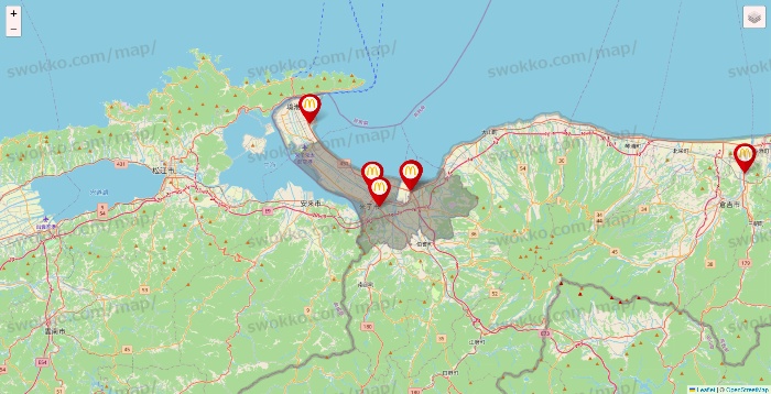 鳥取県のマクドナルドの店舗地図