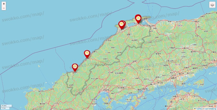島根県のマクドナルドの店舗地図