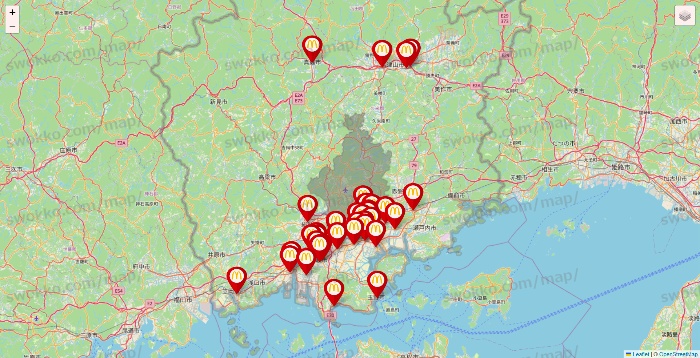 岡山県のマクドナルドの店舗地図