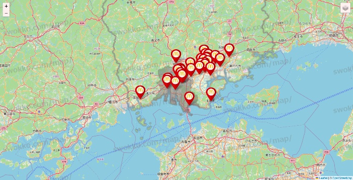 岡山県のマクドナルドの店舗地図