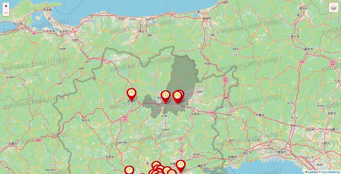 岡山県のマクドナルドの店舗地図