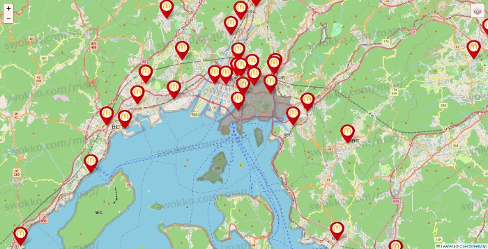 広島県のマクドナルドの店舗地図