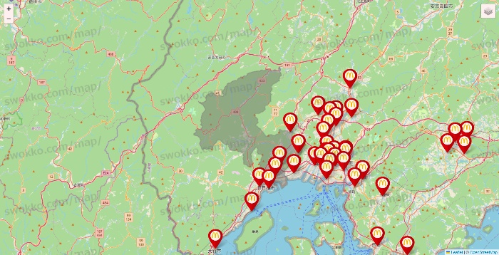 広島県のマクドナルドの店舗地図