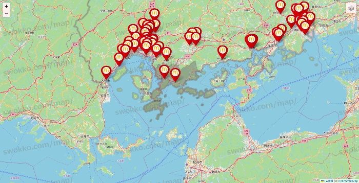 広島県のマクドナルドの店舗地図