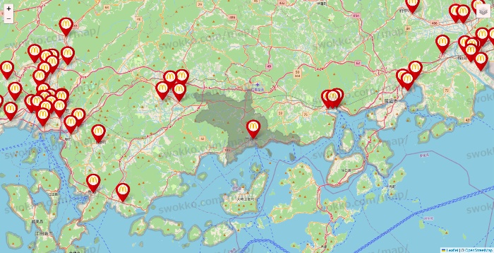 広島県のマクドナルドの店舗地図