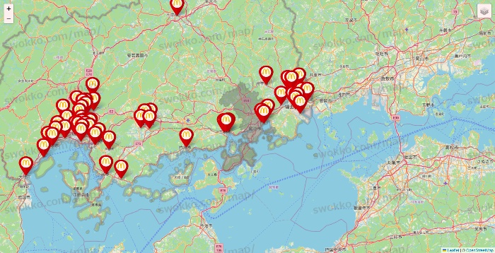 広島県のマクドナルドの店舗地図