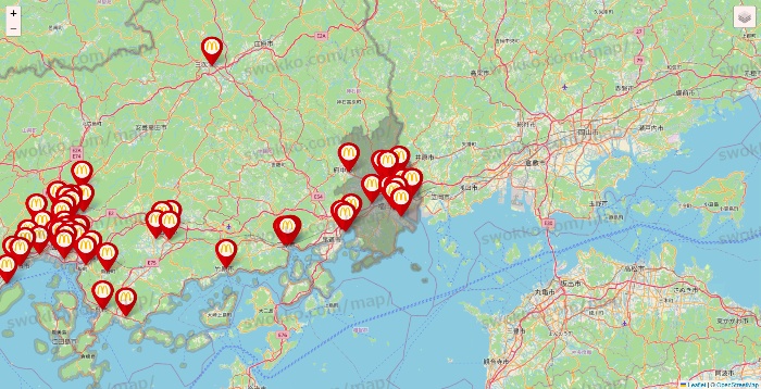 広島県のマクドナルドの店舗地図