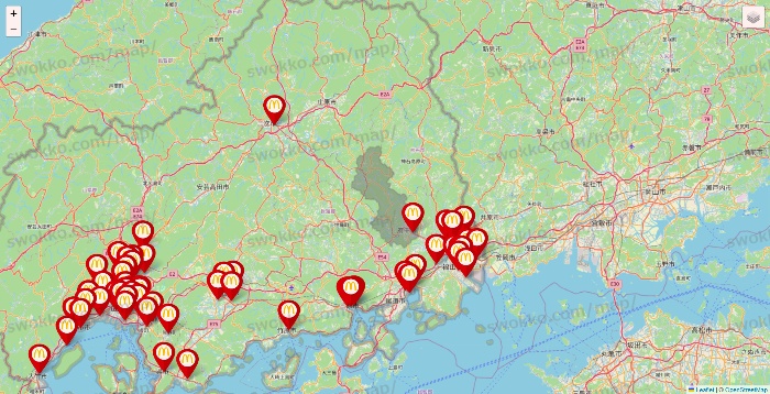 広島県のマクドナルドの店舗地図