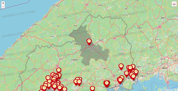 広島県のマクドナルドの店舗地図