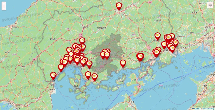 広島県のマクドナルドの店舗地図