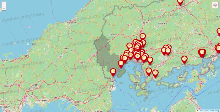 広島県のマクドナルドの店舗地図