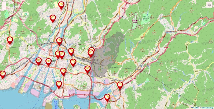 広島県のマクドナルドの店舗地図