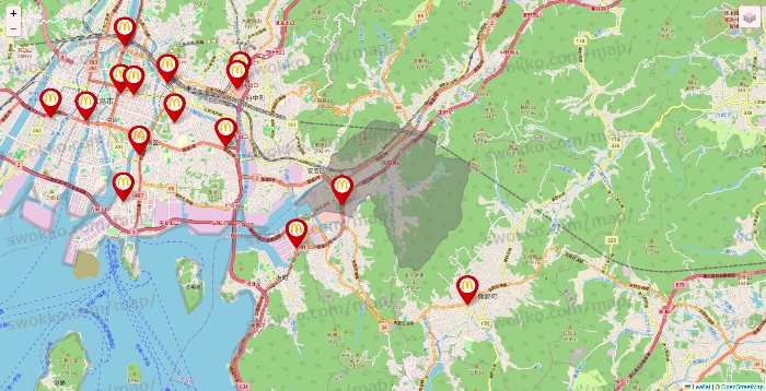 広島県のマクドナルドの店舗地図