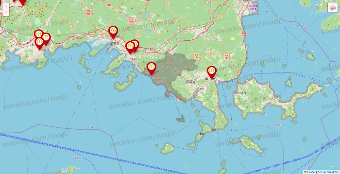 山口県のマクドナルドの店舗地図