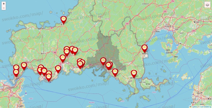 山口県のマクドナルドの店舗地図