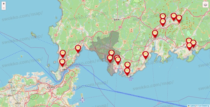 山口県のマクドナルドの店舗地図