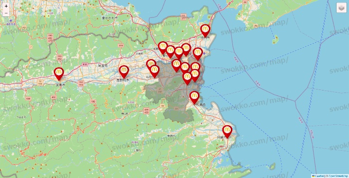 徳島県のマクドナルドの店舗地図