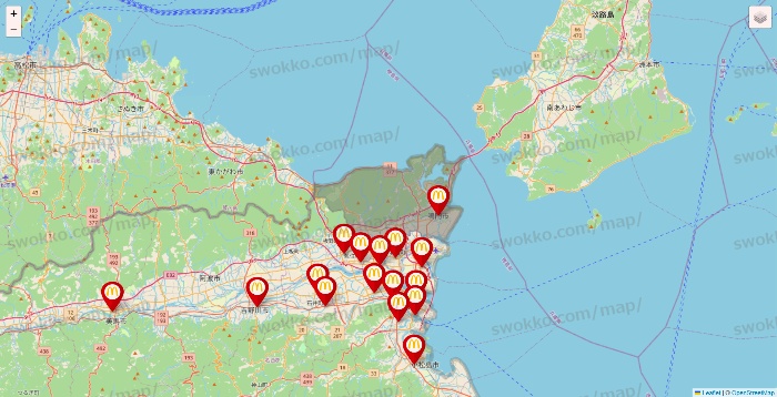 徳島県のマクドナルドの店舗地図