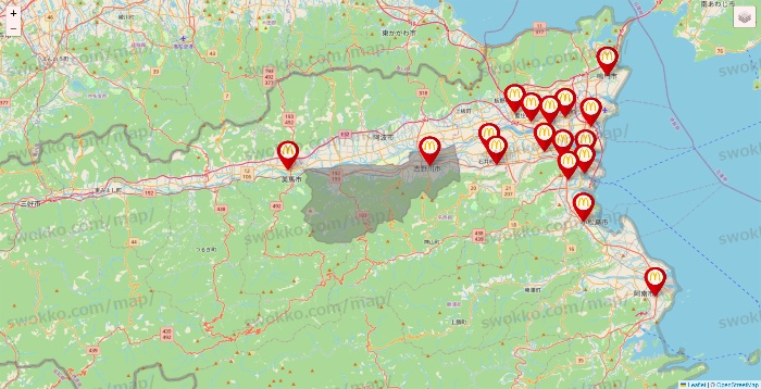 徳島県のマクドナルドの店舗地図