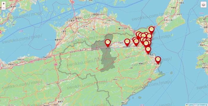 徳島県のマクドナルドの店舗地図