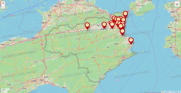 徳島県のマクドナルドの店舗地図