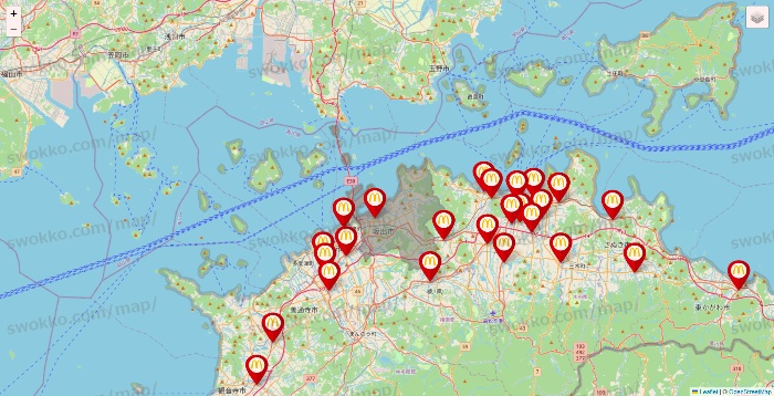 香川県のマクドナルドの店舗地図