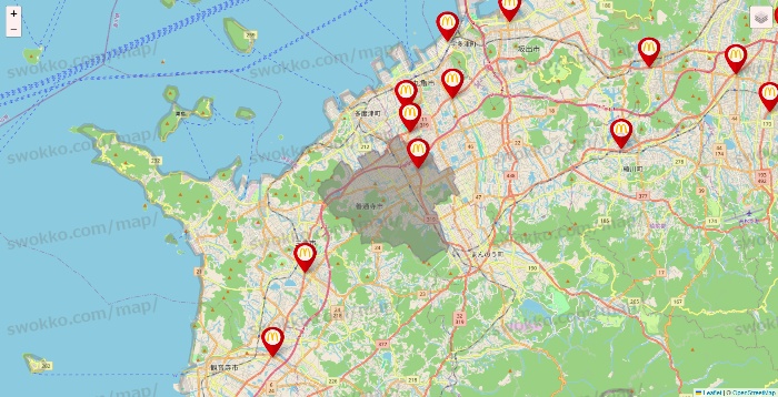 香川県のマクドナルドの店舗地図