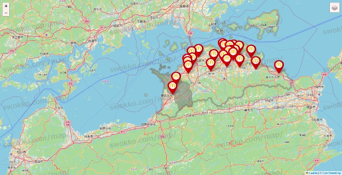 香川県のマクドナルドの店舗地図