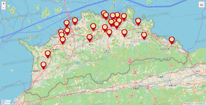 香川県のマクドナルドの店舗地図