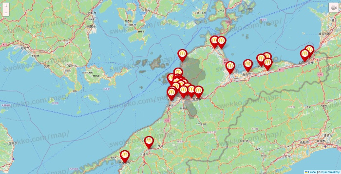 愛媛県のマクドナルドの店舗地図
