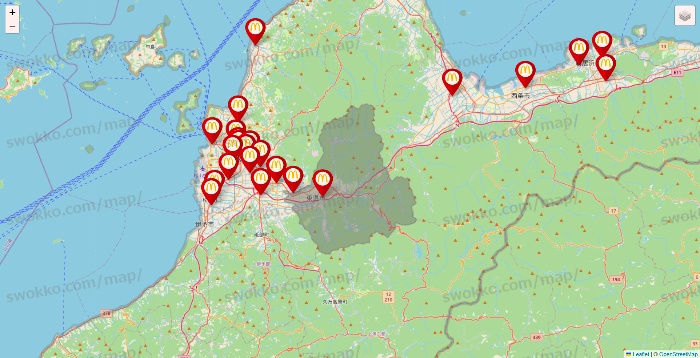 愛媛県のマクドナルドの店舗地図