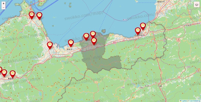 愛媛県のマクドナルドの店舗地図