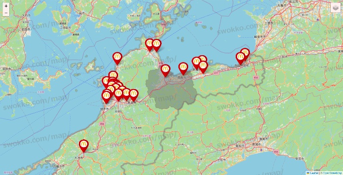 愛媛県のマクドナルドの店舗地図