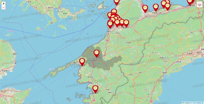 愛媛県のマクドナルドの店舗地図