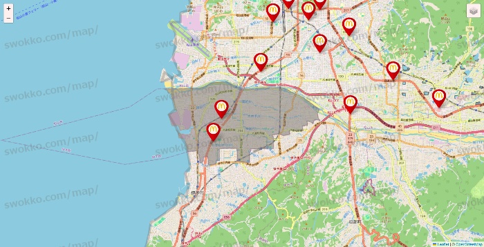 愛媛県のマクドナルドの店舗地図