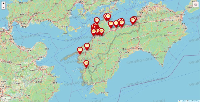 愛媛県のマクドナルドの店舗地図