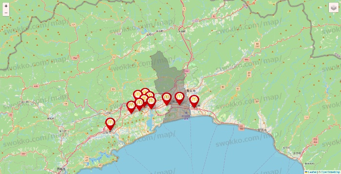 高知県のマクドナルドの店舗地図
