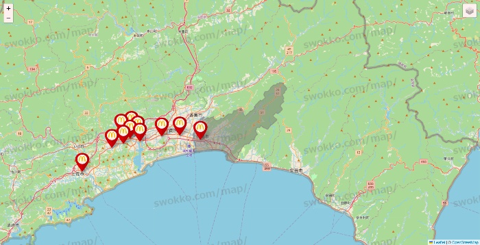 高知県のマクドナルドの店舗地図