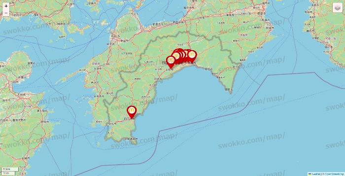高知県のマクドナルドの店舗地図