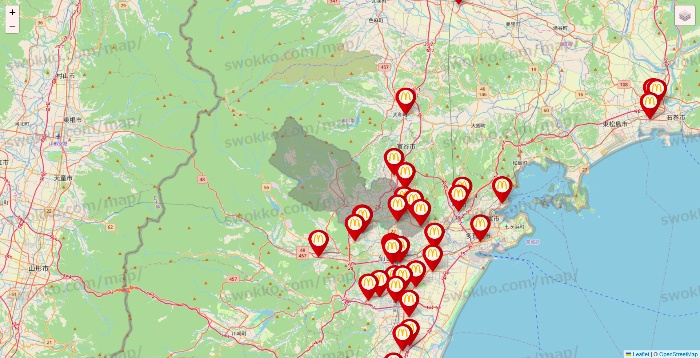 宮城県のマクドナルドの店舗地図