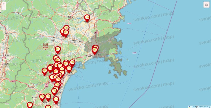 宮城県のマクドナルドの店舗地図