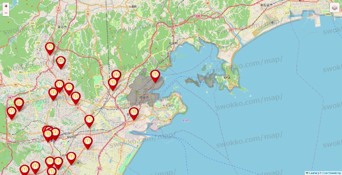 宮城県のマクドナルドの店舗地図