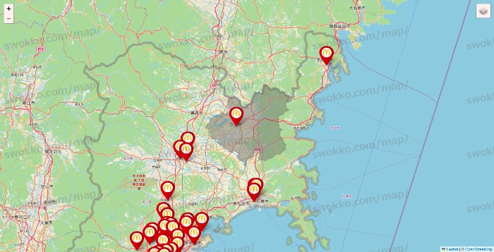 宮城県のマクドナルドの店舗地図