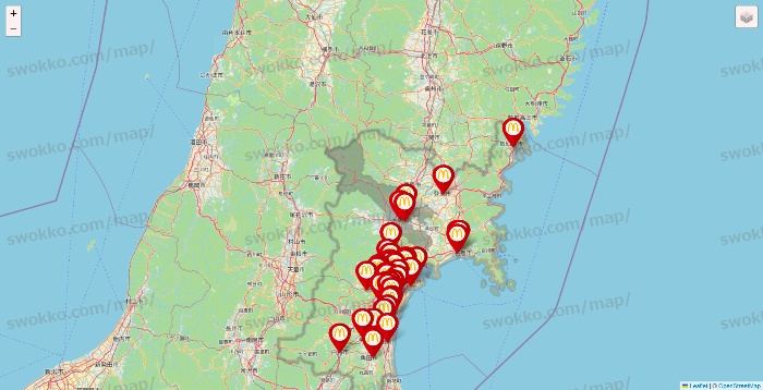 宮城県のマクドナルドの店舗地図