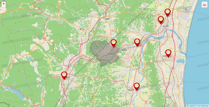 宮城県のマクドナルドの店舗地図