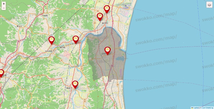 宮城県のマクドナルドの店舗地図