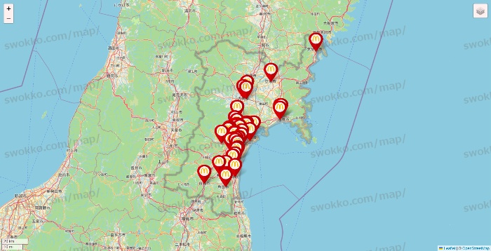宮城県のマクドナルドの店舗地図