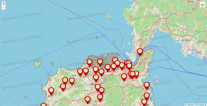 福岡県のマクドナルドの店舗地図
