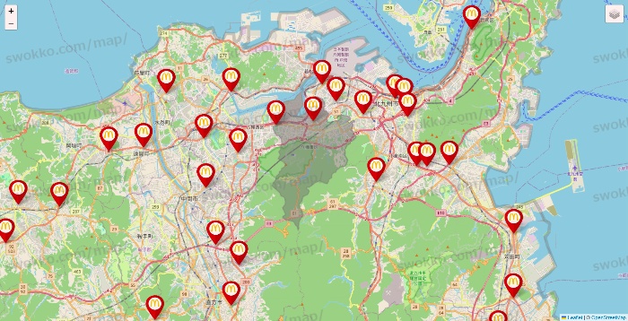福岡県のマクドナルドの店舗地図